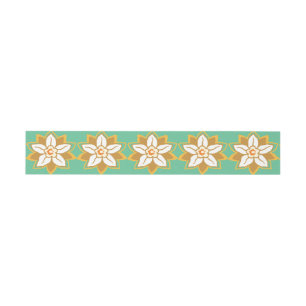 Vintage Floral green and yellow Jonquil pattern Invitation Belly Band