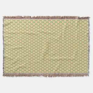Vintage Floral green and yellow Jonquil pattern Throw Blanket