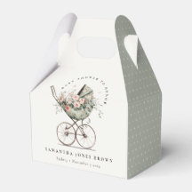 Vintage Floral Green Blush Stroller Baby Shower