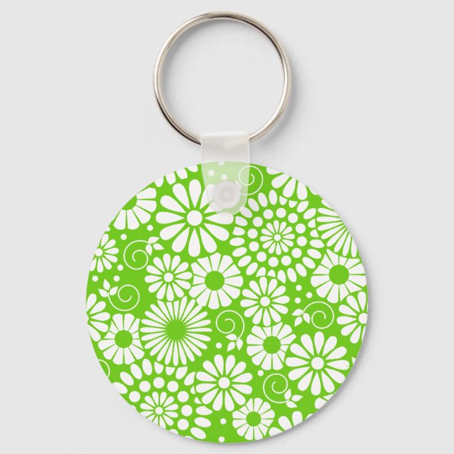 Vintage floral green Keychain (Front)