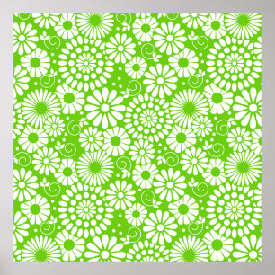 Vintage floral green Poster