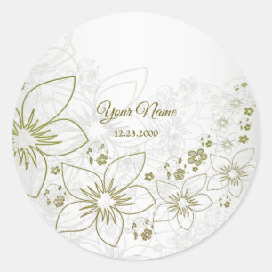 Vintage Floral Greenery Elegant Wedding Party Classic Round Sticker