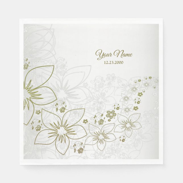 Vintage Floral Greenery Elegant Wedding Party  Napkin (Front)