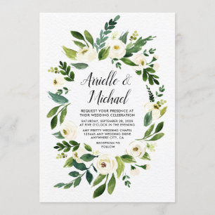 Vintage Floral Greenery Garden Wedding Invitations