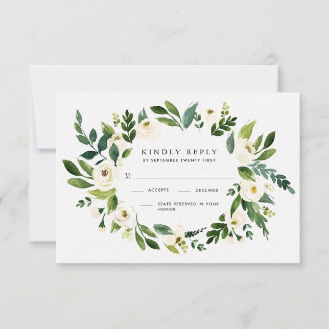 Vintage Floral Greenery Garden Wedding RSVP Cards (Front)