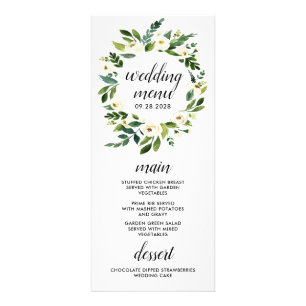 Vintage Floral Greenery Ivory Wedding Menu Cards