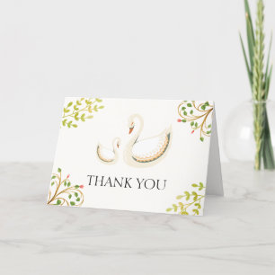 Vintage Floral Greenery Swan Baby Shower  Thank You Card