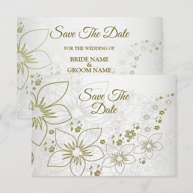 Vintage Floral Greenery Wedding Save The Date (Front/Back)