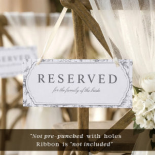 Vintage Floral Grey Reserved Hanging Chair Sign