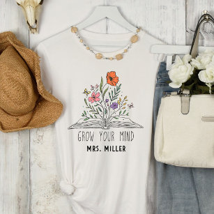 Vintage Floral Grow Your Mind Teacher T-Shirt