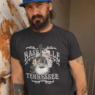 Vintage Floral Guitar Nashville T-Shirt
