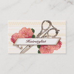 vintage floral hairstylist hair stylist pink girly appointment card