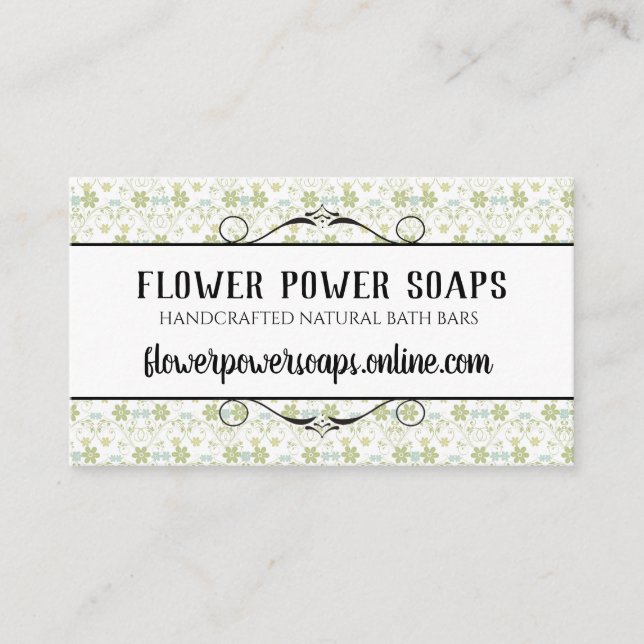 Vintage floral handmade soap bath scent labels business card (Front)