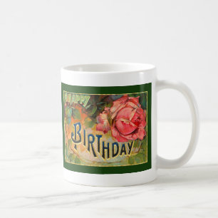 Vintage Floral Happy Birthday Coffee Mug