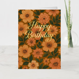 Vintage Floral Happy Birthday Foil Greeting Card