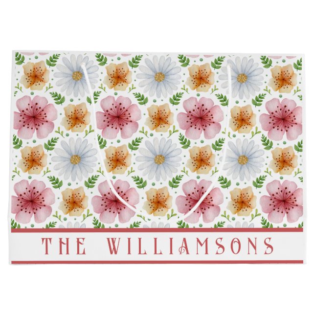 Vintage Floral Happy Easter Large Gift Bag (Back)