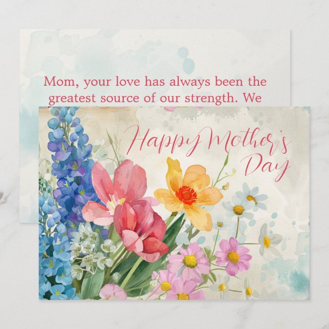 Vintage Floral "Happy Mother's Day" Card (Front/Back)