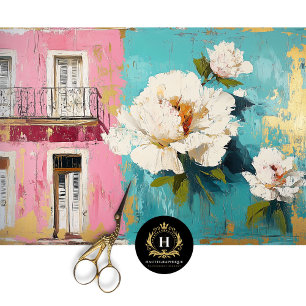 Vintage Floral Havana Cuba Decoupage  Tissue Paper