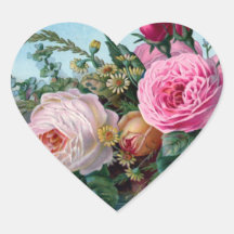 Vintage Floral Heart Sticker