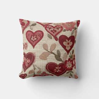 Vintage Floral Heart Tapestry Throw Pillow