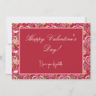 Vintage Floral Heart Valentine's Day Card