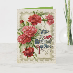 Vintage Floral Hearty Birthday Card