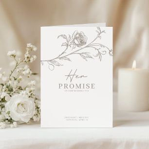 Vintage Floral Her Promise Vows Book Wedding Card