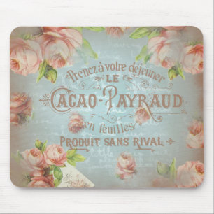 vintage floral historical french blue typo ancient mouse mat