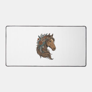 Vintage Floral Horse Head Vector Design_1 Desk Mat