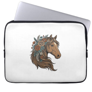 Vintage Floral Horse Head Vector Design_1 Laptop Sleeve