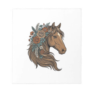 Vintage Floral Horse Head Vector Design_1 Notepad