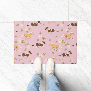 Vintage Floral Horse Pattern Doormat