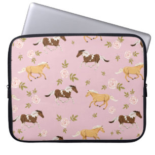 Vintage Floral Horse Pattern Laptop Sleeve