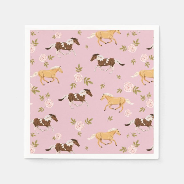 Vintage Floral Horse Pattern Napkin (Front)