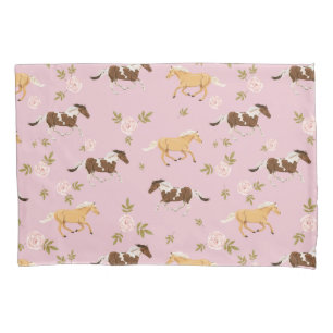 Vintage Floral Horse Pattern Pillowcase