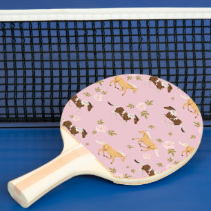 Vintage Floral Horse Pattern Ping Pong Paddle