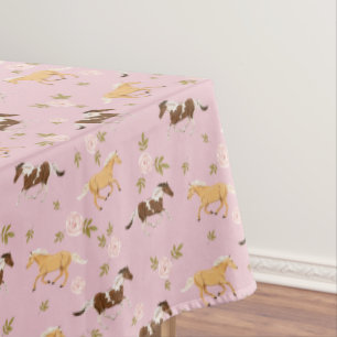 Vintage Floral Horse Pattern Tablecloth