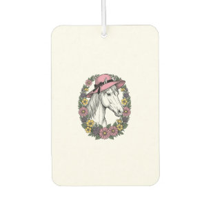 Vintage Floral Horse Portrait Vector Art Design Car Air Freshener