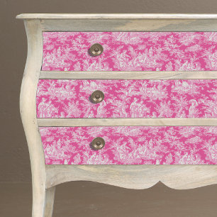 Vintage floral hot pink toile de jouy  tissue paper
