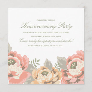Vintage Floral Housewarming Party Invitation