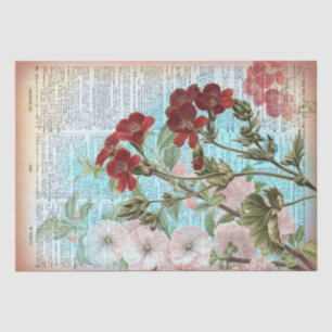 Vintage Floral Humble Dictionary Decoupage Tissue Paper