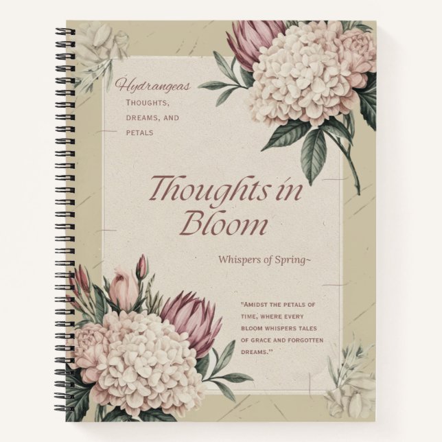 Vintage Floral Hydrangea-Elegant Botanical Design Notebook (Front)