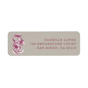 Vintage Floral Illustration Mailing Label - Grey