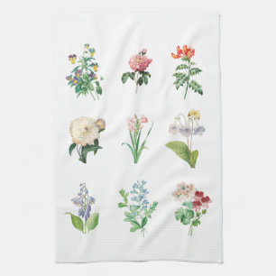 Vintage Floral Illustration Minimalist Botanical Tea Towel