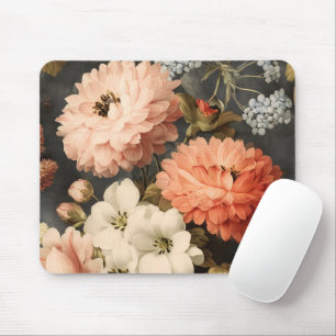 Vintage Floral Illustration with Mixed Blossoms Mouse Mat