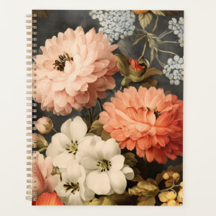 Vintage Floral Illustration with Mixed Blossoms Planner