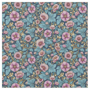 Vintage Floral in Dusty Lavender and Teal Fabric