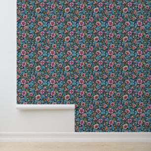Vintage Floral in Dusty Lavender and Teal Wallpaper