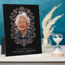 Vintage Floral In Loving Memory Plaque Black