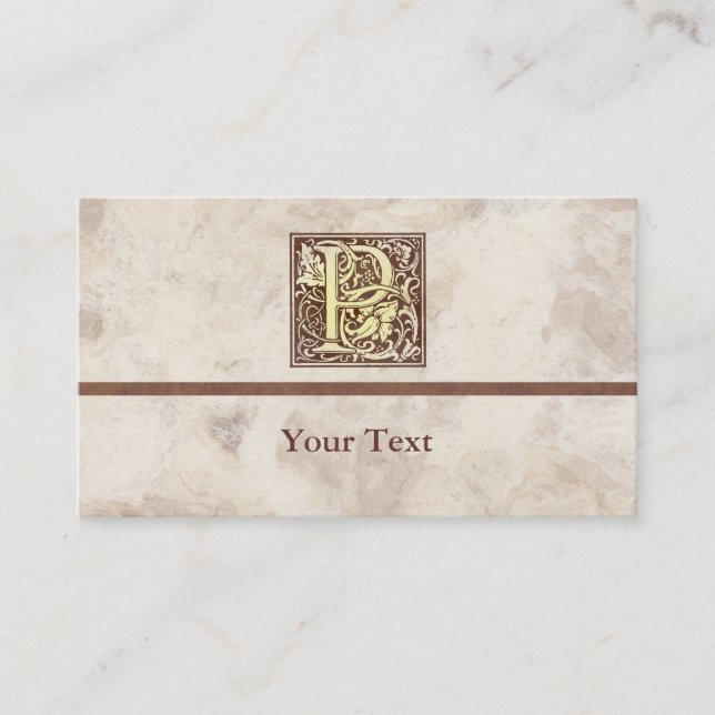 Vintage Floral Initial P Business Card (Front)